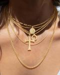 Gold Layered Necklace Set with Moon and Cross