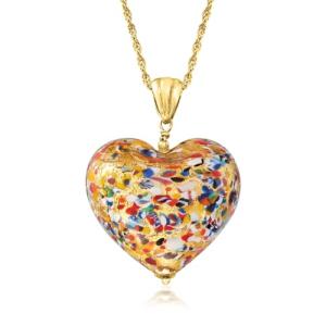 Murano Glass Heart Pendant Necklace in Gold