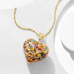 Murano Glass Heart Pendant Necklace in Gold