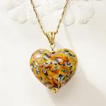 Murano Glass Heart Pendant Necklace in Gold