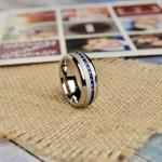Men's Titanium Wedding Band with Blue CZ Stone