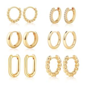 Chunky Gold/Silver Hoop Earrings Set for Women
