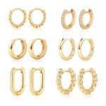 Chunky Gold/Silver Hoop Earrings Set for Women
