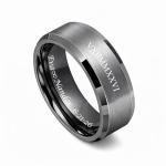 Custom Engraved Matte Gunmetal Tungsten Ring