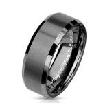 Custom Engraved Matte Gunmetal Tungsten Ring