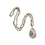 BALOOLA Handmade Long Beaded Pendant Necklace - Beige