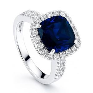 Sterling Silver Blue Sapphire Halo Cocktail Ring