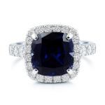Sterling Silver Blue Sapphire Halo Cocktail Ring