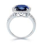 Sterling Silver Blue Sapphire Halo Cocktail Ring