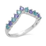 Swiss Blue Topaz & Tanzanite V Shape Ring