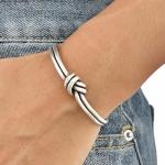Sterling Silver Knot Cuff Bracelet - Adjustable Design