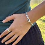 Sterling Silver Knot Cuff Bracelet - Adjustable Design
