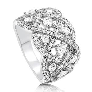 Woven Sterling Silver Art Deco CZ Statement Ring