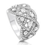 Woven Sterling Silver Art Deco CZ Statement Ring