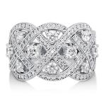 Woven Sterling Silver Art Deco CZ Statement Ring