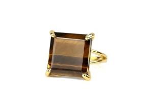 14k Gold Tiger Eye Handmade Statement Ring