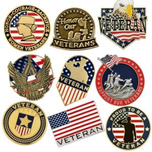 Veteran Patriotic Gold Plated Lapel Pin Set