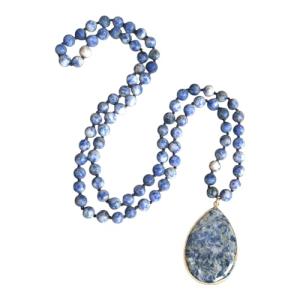 BALOOLA Handmade Blue Stone Bead Pendant Necklace