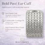 Sterling Silver Multi-Row CZ Diamond Ear Cuff