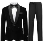Kids Slim Fit Black Velvet Tuxedo Suit Set
