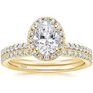 Elegant Yellow Gold Oval Cut CZ Bridal Ring Set