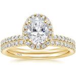Elegant Yellow Gold Oval Cut CZ Bridal Ring Set