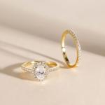 Elegant Yellow Gold Oval Cut CZ Bridal Ring Set