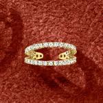 0.20 ct. Diamond 2-Row Yellow Gold Ear Cuff