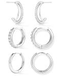 Sterling Silver Hoop Earrings Set for Women