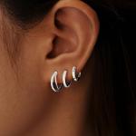Sterling Silver Hoop Earrings Set for Women