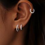 Sterling Silver Hoop Earrings Set for Women