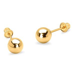 14k Yellow Gold 5mm Hollow Ball Screw Back Earrings