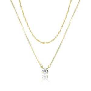 Dainty Layered Gold Diamond Pendant Necklace for Women