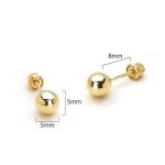 14k Yellow Gold 5mm Hollow Ball Screw Back Earrings