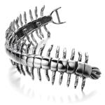 Men's Silver Polished Stainless Steel Centipede Bangle