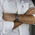 Men's Silver Polished Stainless Steel Centipede Bangle