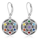 Sterling Silver Mandala Chakra Dangle Earrings