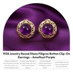 Amethyst Purple Stone Clip-On Earrings for Women