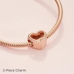 PANDORA Rose Gold Beaded Open Heart Charm