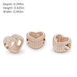 PANDORA Rose Gold Beaded Open Heart Charm