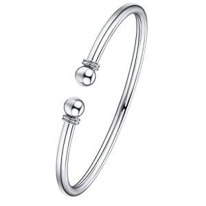 Simple 925 Sterling Silver Open Bangle Bracelet