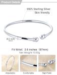 Simple 925 Sterling Silver Open Bangle Bracelet
