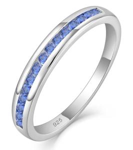 Sterling Silver Stackable Halo Tanzanite Ring Size 7