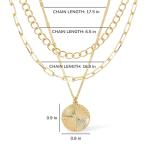 Gold Layered Chain Necklace Set with Coin Charm