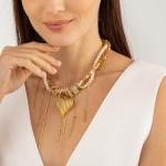 Gold Layered Heart Necklace With Pearls & Diamonds