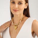 Gold Layered Heart Necklace With Pearls & Diamonds