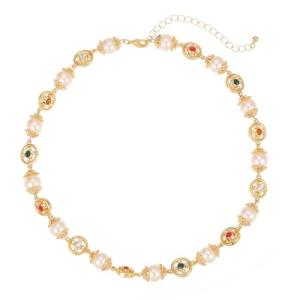 Elegant Gold Pearl Choker Necklace for Women