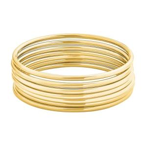 14K Gold Plated Thin Round Bangle Set for Women