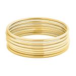 14K Gold Plated Thin Round Bangle Set for Women