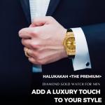 Moissanite Diamond Gold Watch for Men, Waterproof